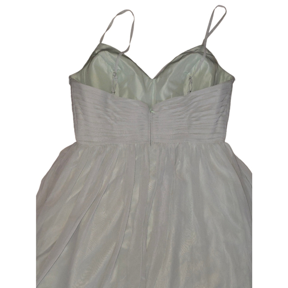 Women's Azazie Dusty Sage Green A-line Gown Evening Wed Custom 38 Bust 32 Waist - Picture 7 of 11